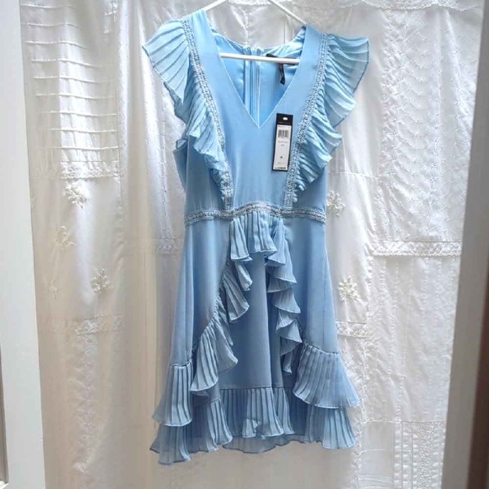 BCBG Paris Sky Blue Ruffle Dress